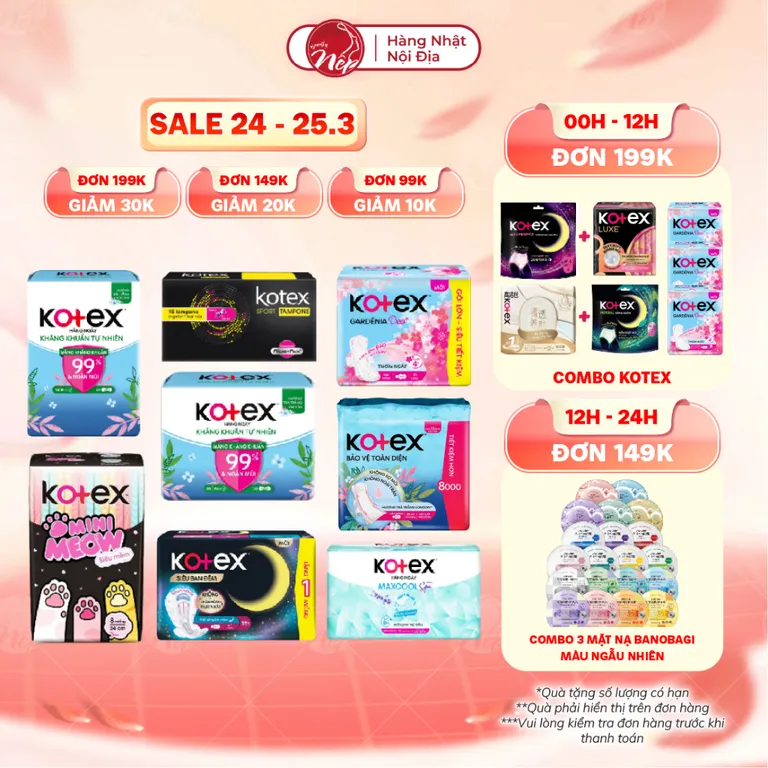 Băng vệ sinh Kotex hàng ngày, ban đêm, khô thoáng, max cool. Siêu mỏng, thấm hút - Nepbeauty