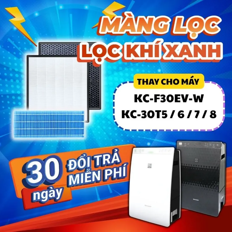 Bộ lọc LocKhiXanh® tương thích cho Màng lọc không khí Sharp KC-F30EV-W / KC-30T5 / KC-30T6 / KC-30T7