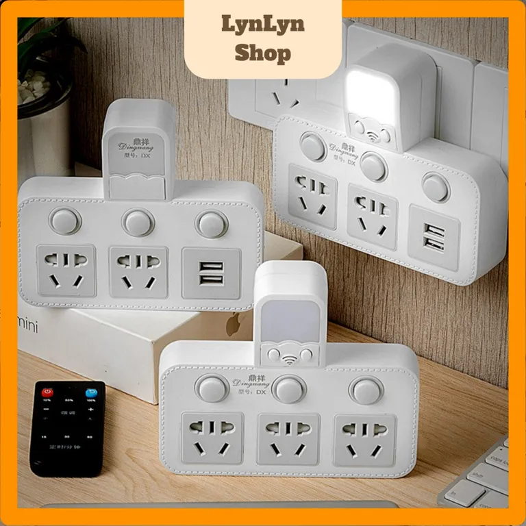 Ổ Cắm Điện 3 Chấu Đa Năng Tích Hợp Đầu Cắm USB, Sặc nhanh cho IP Ổ Điện 4 Phích Kèm Đèn Ngủ Thông Minh Chống Giật