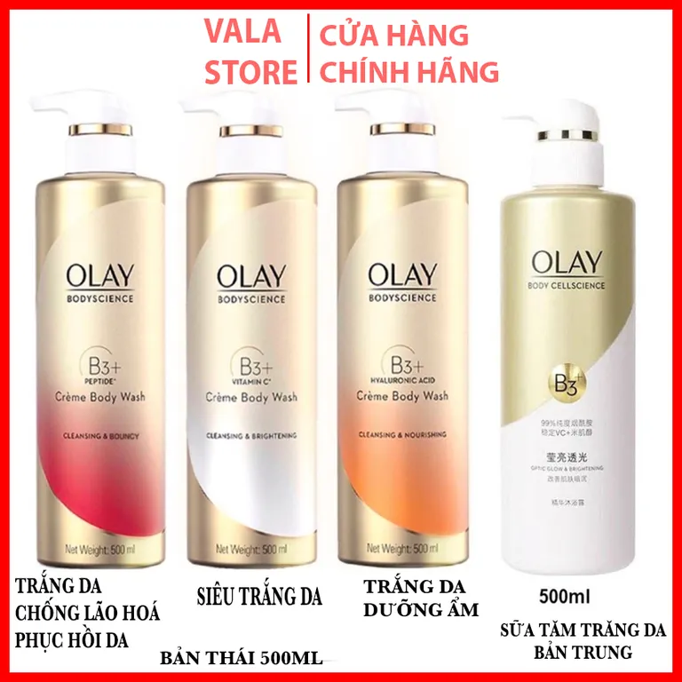 [Chính Hãng] Sữa Tắm Trắng Olay B3 Trắng Da Retinol/Peptide/Vitamin C dưỡng ẩm, sáng da, giảm lão hóa 500ml
