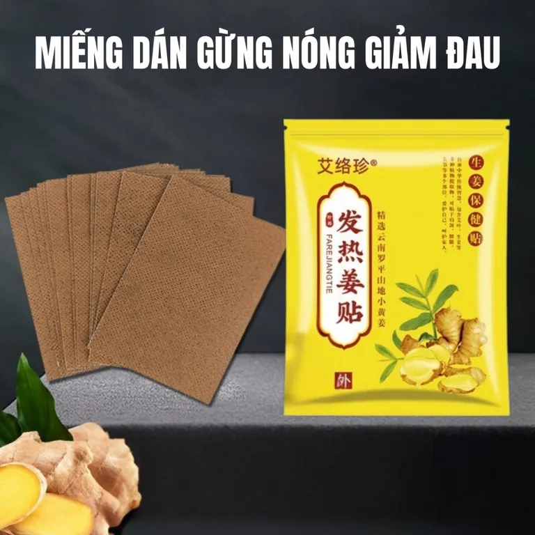 [Combo 3 Gói] Miếng Dán Ngải Cứu Gừng Nóng Giảm Nhức Mỏi, Cao Dán Nóng Lưu Thông Khí Huyết tongkhosi