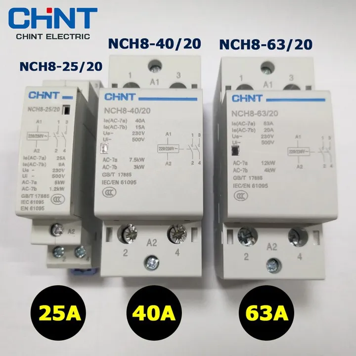 Khởi động từ 1 pha NCH8-25/20 NCH8-40/20 NCH8-63/20 25A 40A 63A 220V