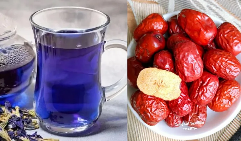 Cách giảm cân bằng detox hoa đậu biếc và táo đỏ