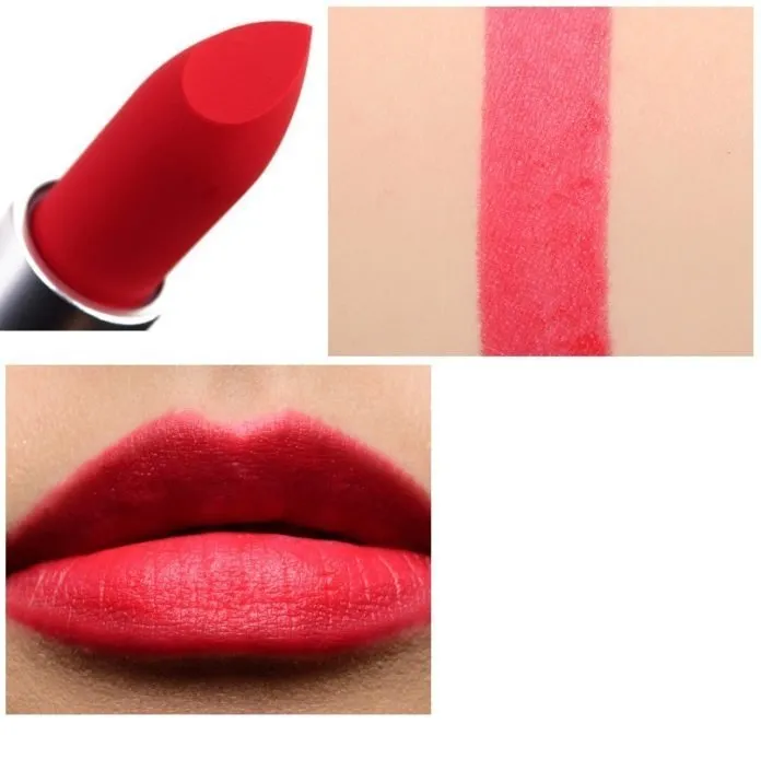 Son MAC Powder Kiss màu Lasting Passion đỏ chói