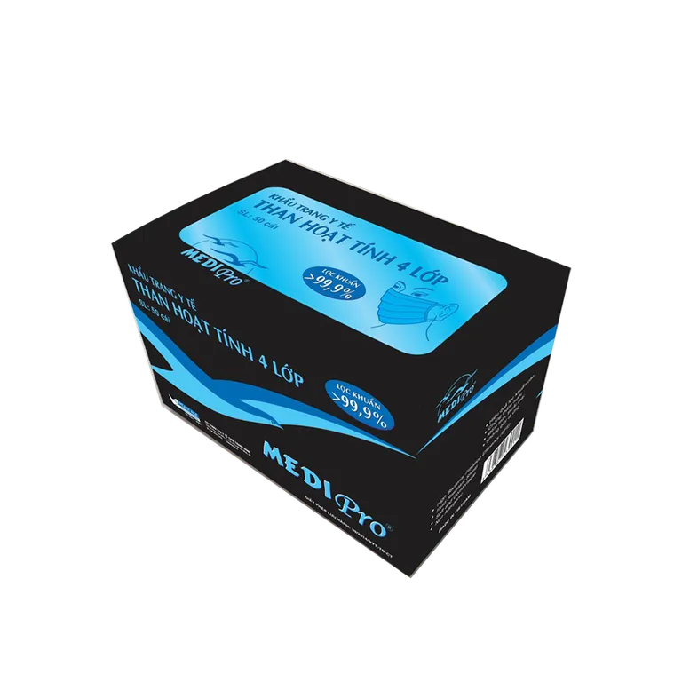 Hộp khẩu trang Medipro than hoạt tính 4 lớp