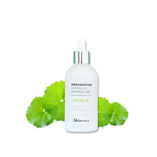 Skin1004 Madagascar Centella Ampoule 100ml chai thủy tinh xanh lá trắng ống hút núm cao su thiết kế Hàn Quốc