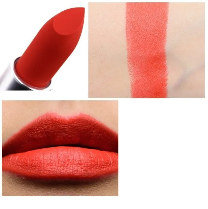 Son MAC Powder Kiss màu Style Shocked đỏ cam thuần
