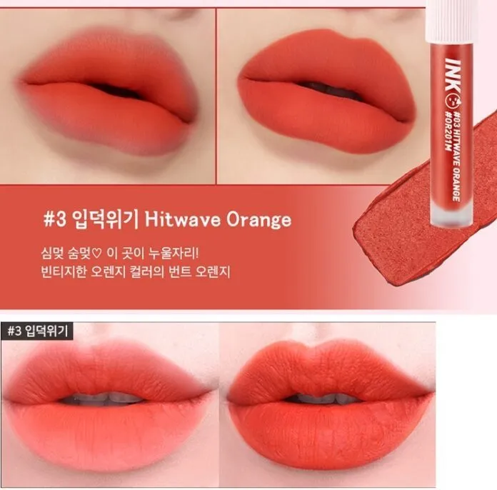 Son Peripera màu đỏ cam tươi