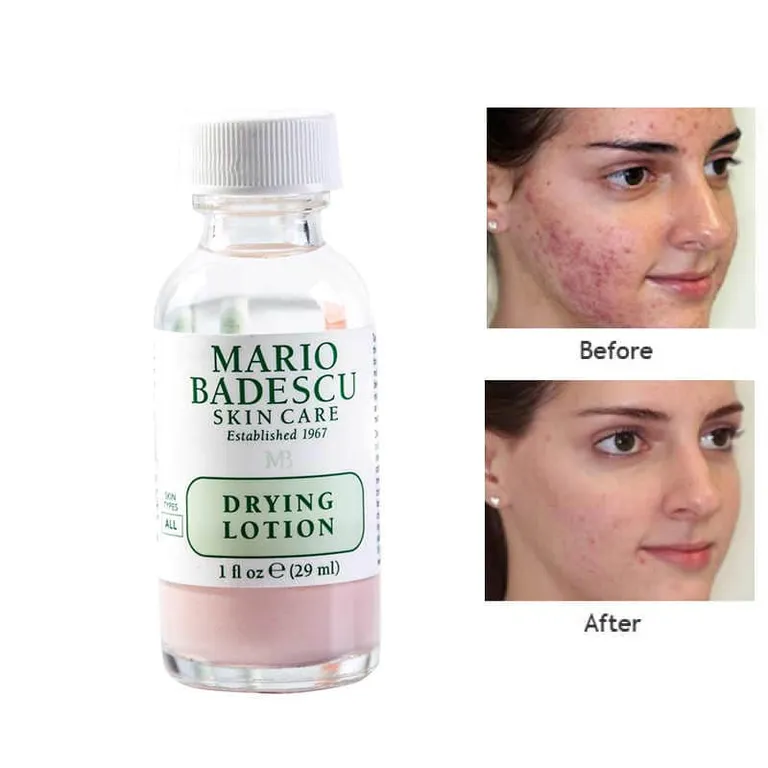 Nhãn thành phần Mario Badescu Drying Lotion liệt kê Salicylic Acid Sulfur Calamine Zinc Oxide Isopropyl Alcohol